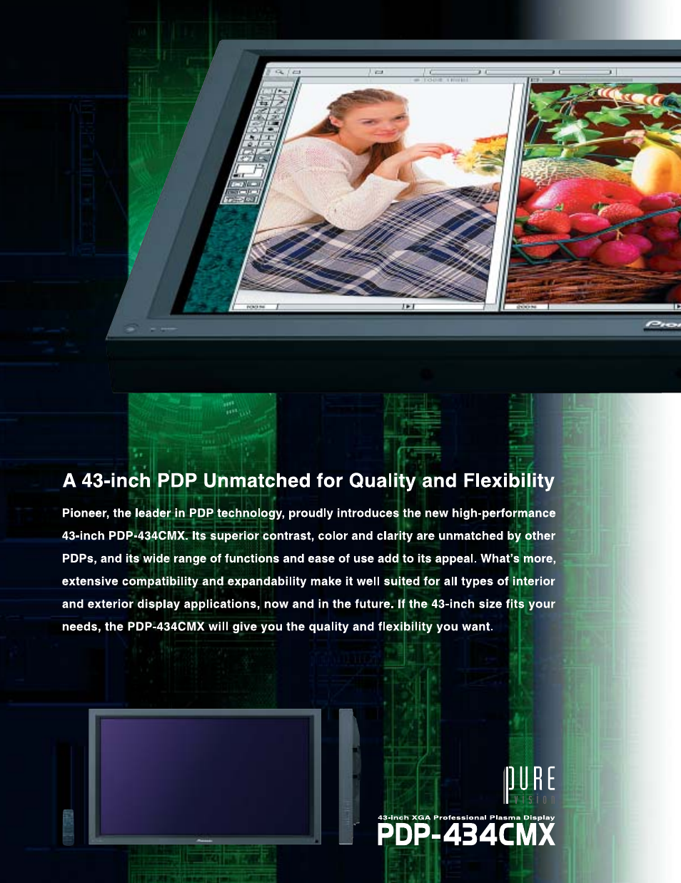 Pdp-434cmx, T f t | Pioneer PDP 434CMX User Manual | Page 2 / 8