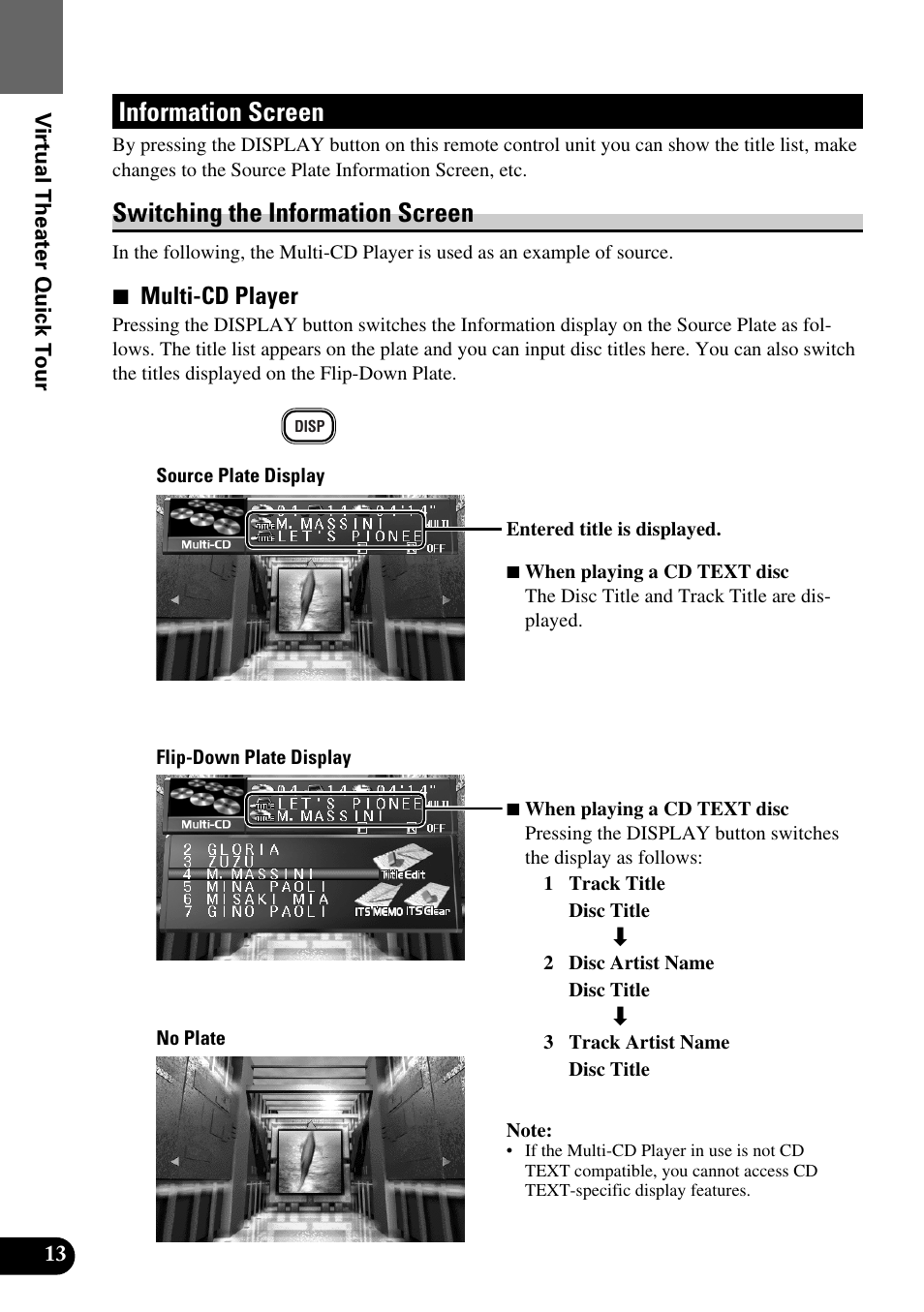 Information screen, Switching the information screen, 7 multi-cd player | Pioneer Super Tuner III AVM-P9000 User Manual | Page 14 / 96