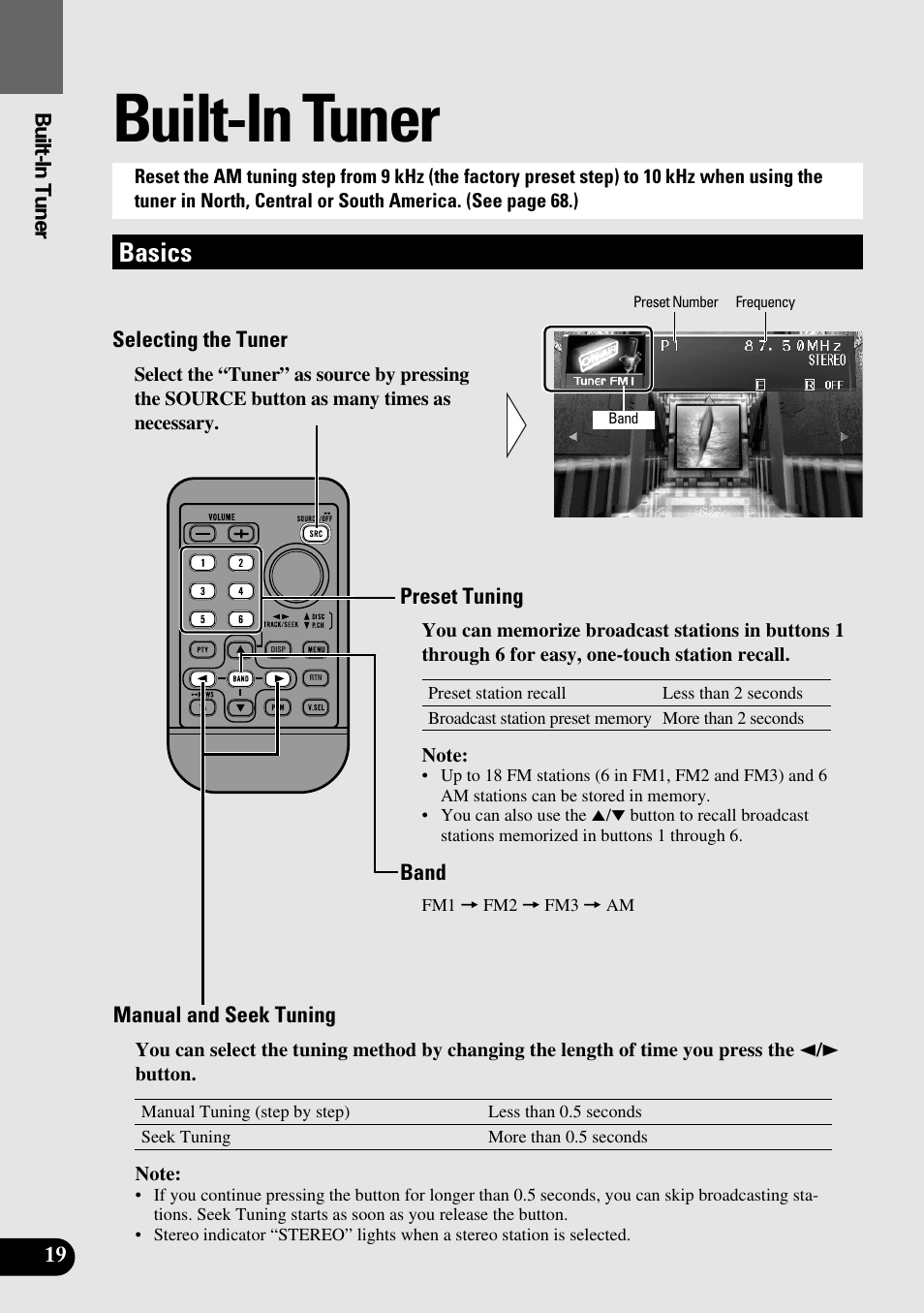 Built-in tuner, Basics | Pioneer Super Tuner III AVM-P9000 User Manual | Page 20 / 96