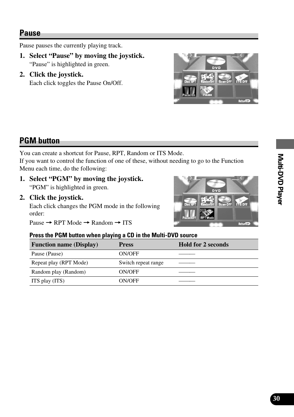 Pause • pgm button, Pause, Pgm button | Pioneer Super Tuner III AVM-P9000 User Manual | Page 31 / 96