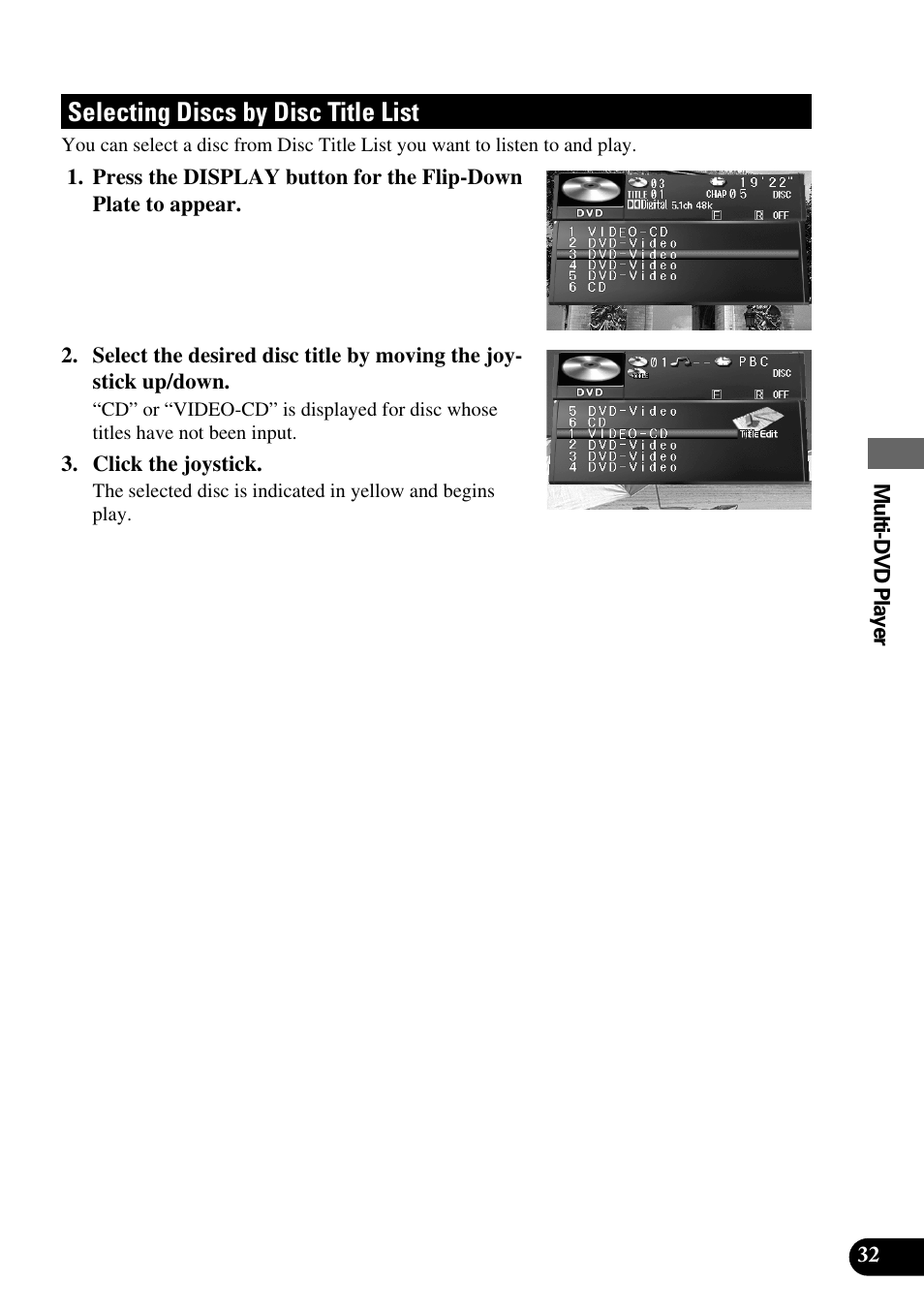 Selecting discs by disc title list | Pioneer Super Tuner III AVM-P9000 User Manual | Page 33 / 96