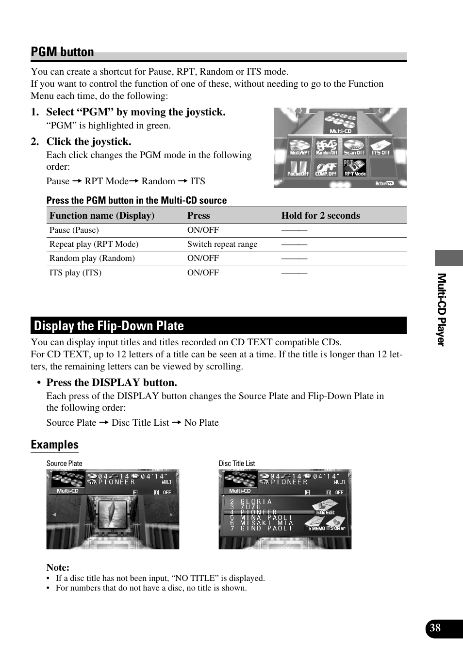 Pgm button, Display the flip-down plate, Examples | Pioneer Super Tuner III AVM-P9000 User Manual | Page 39 / 96