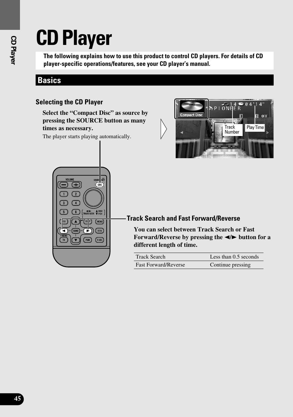 Cd player, Basics | Pioneer Super Tuner III AVM-P9000 User Manual | Page 46 / 96