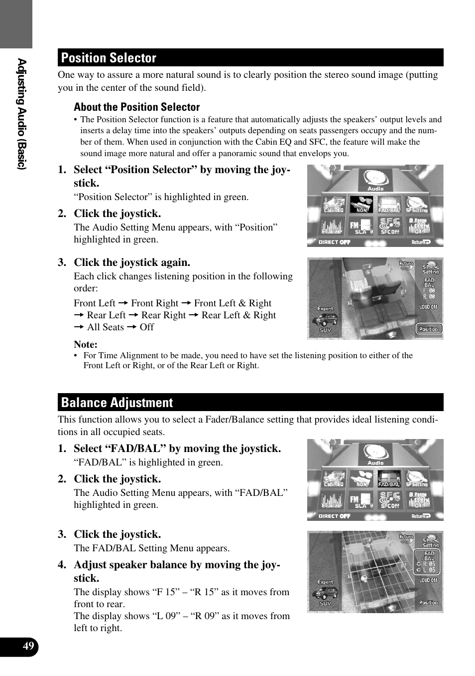 Position selector balance adjustment, Position selector, Balance adjustment | Pioneer Super Tuner III AVM-P9000 User Manual | Page 50 / 96