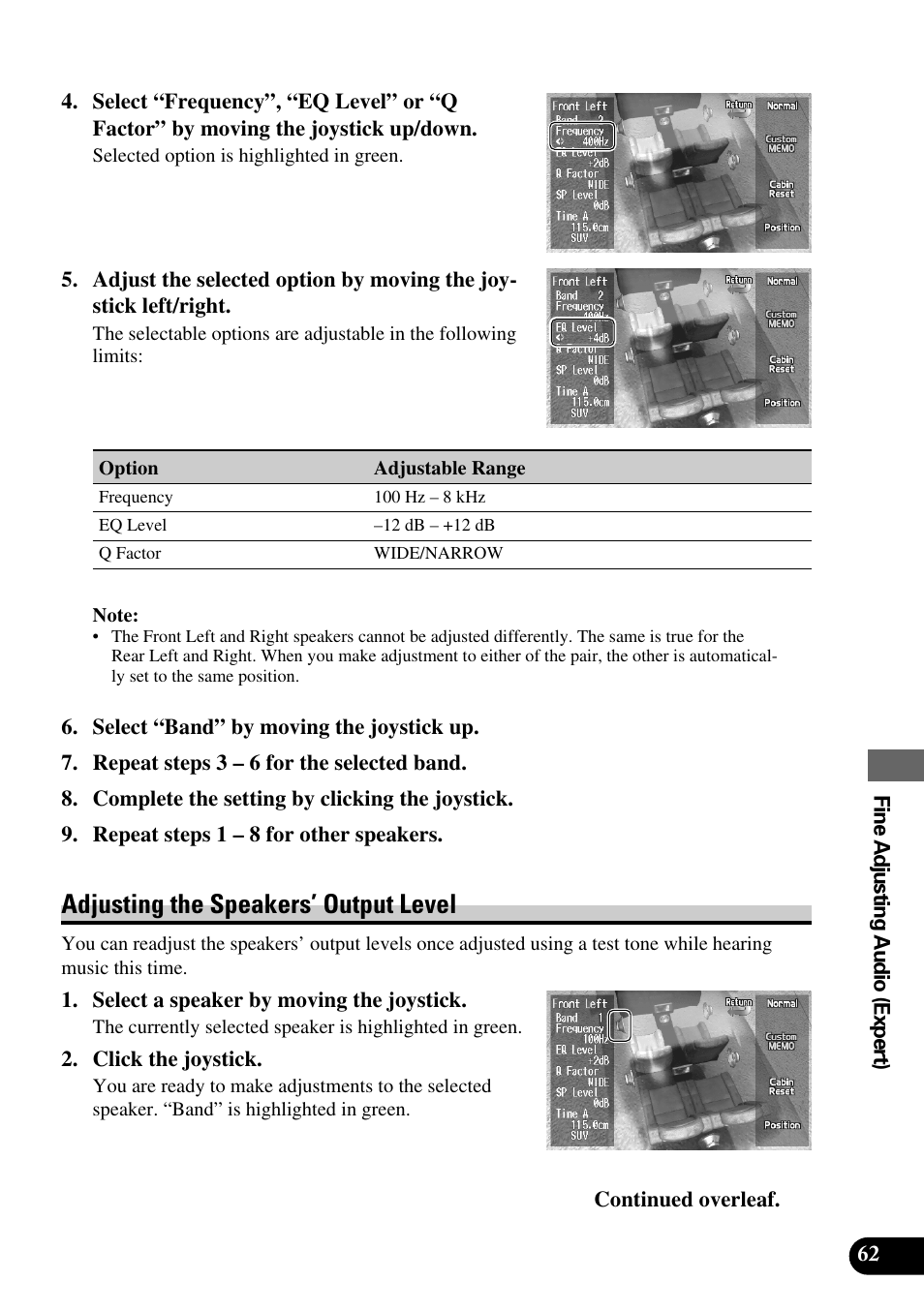 Adjusting the speakers’ output level | Pioneer Super Tuner III AVM-P9000 User Manual | Page 63 / 96