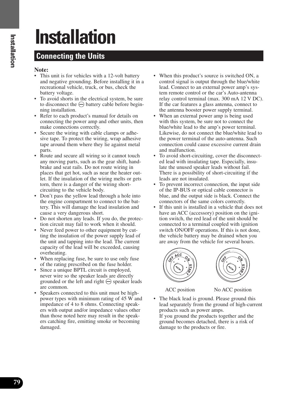 Installation, Connecting the units, Installation 79 | Pioneer Super Tuner III AVM-P9000 User Manual | Page 80 / 96