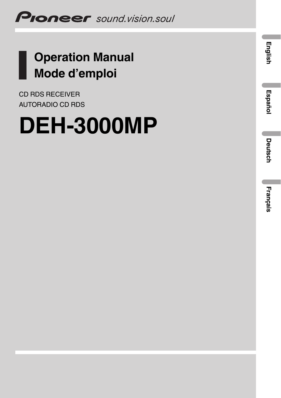 Pioneer DEH-3000MP User Manual | 77 pages