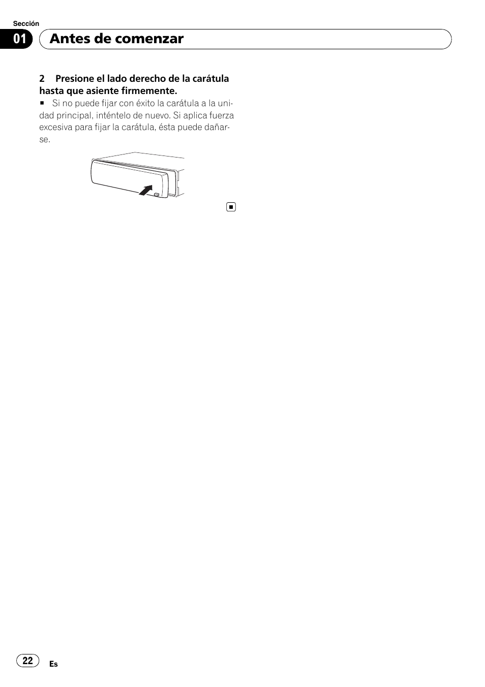 Antes de comenzar | Pioneer DEH-3000MP User Manual | Page 22 / 77