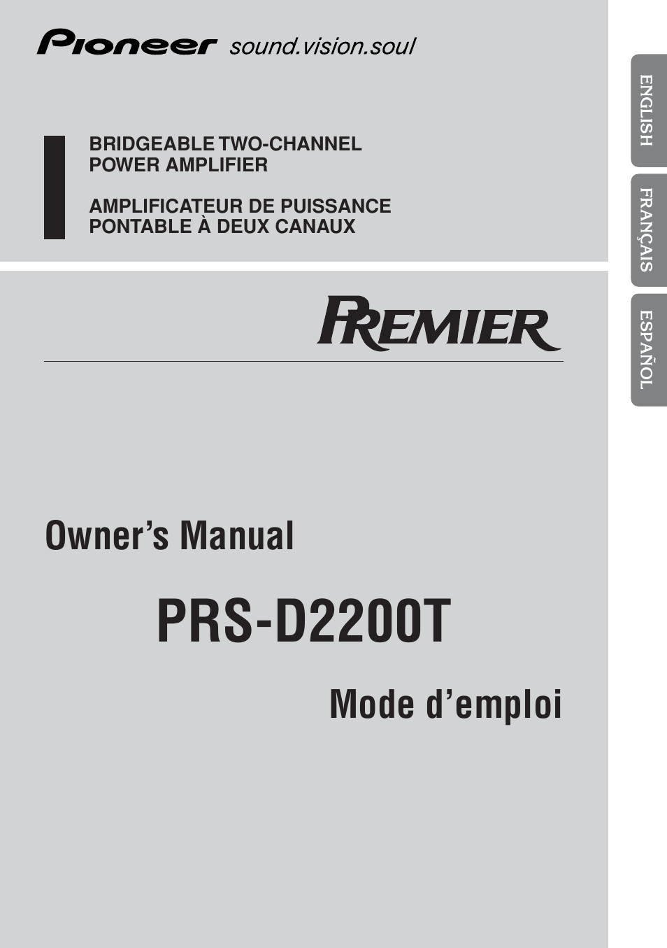 Pioneer PREMIER PRS-D2200T User Manual | 49 pages