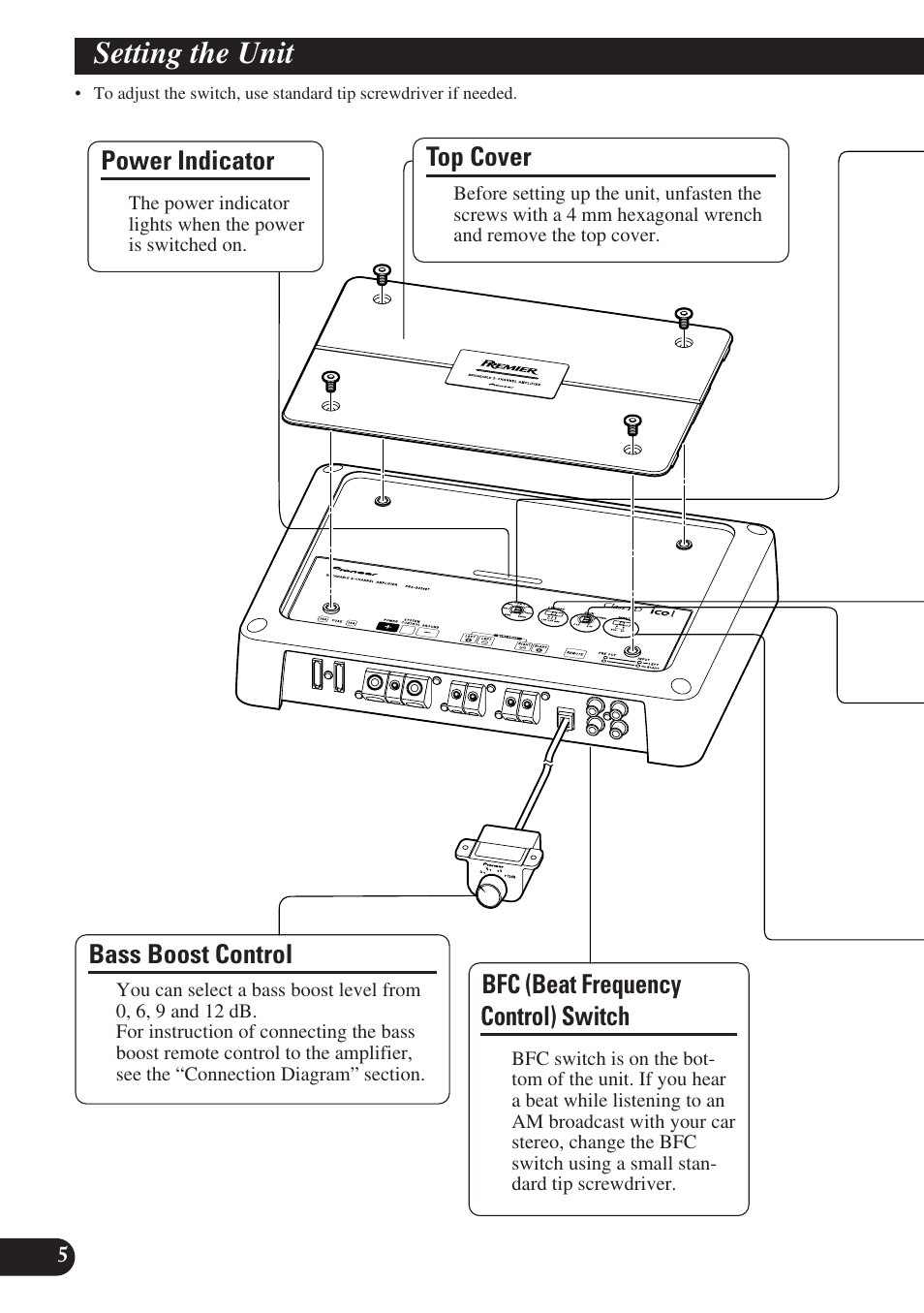 Setting the unit | Pioneer PREMIER PRS-D2200T User Manual | Page 6 / 49