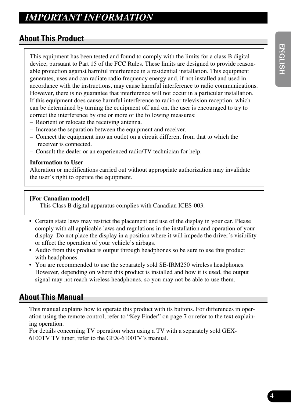 Important information, About this product about this manual, About this product | About this manual | Pioneer AVR-W6100 User Manual | Page 5 / 112