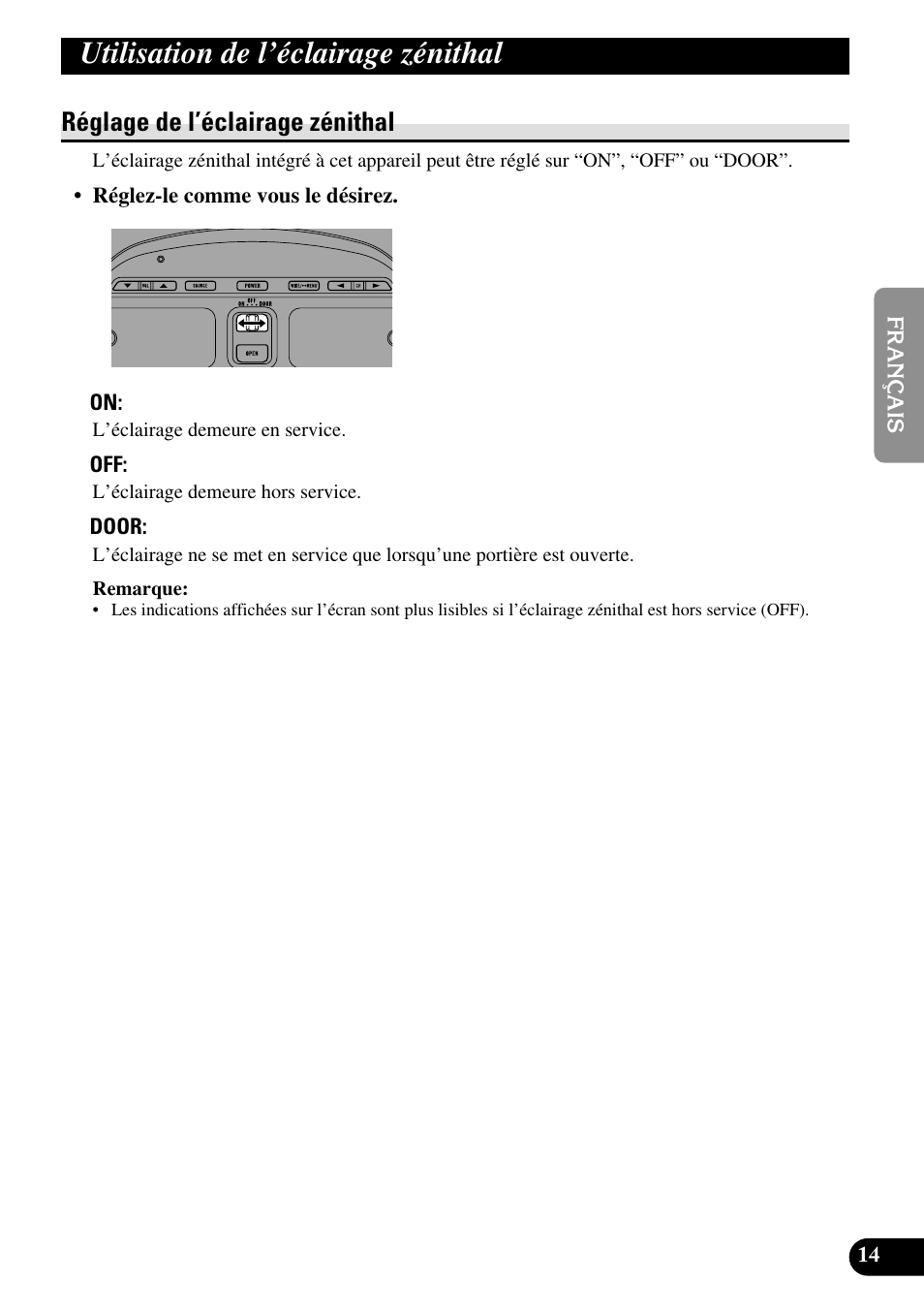 Utilisation de l’éclairage zénithal, Réglage de l’éclairage zénithal | Pioneer AVR-W6100 User Manual | Page 51 / 112