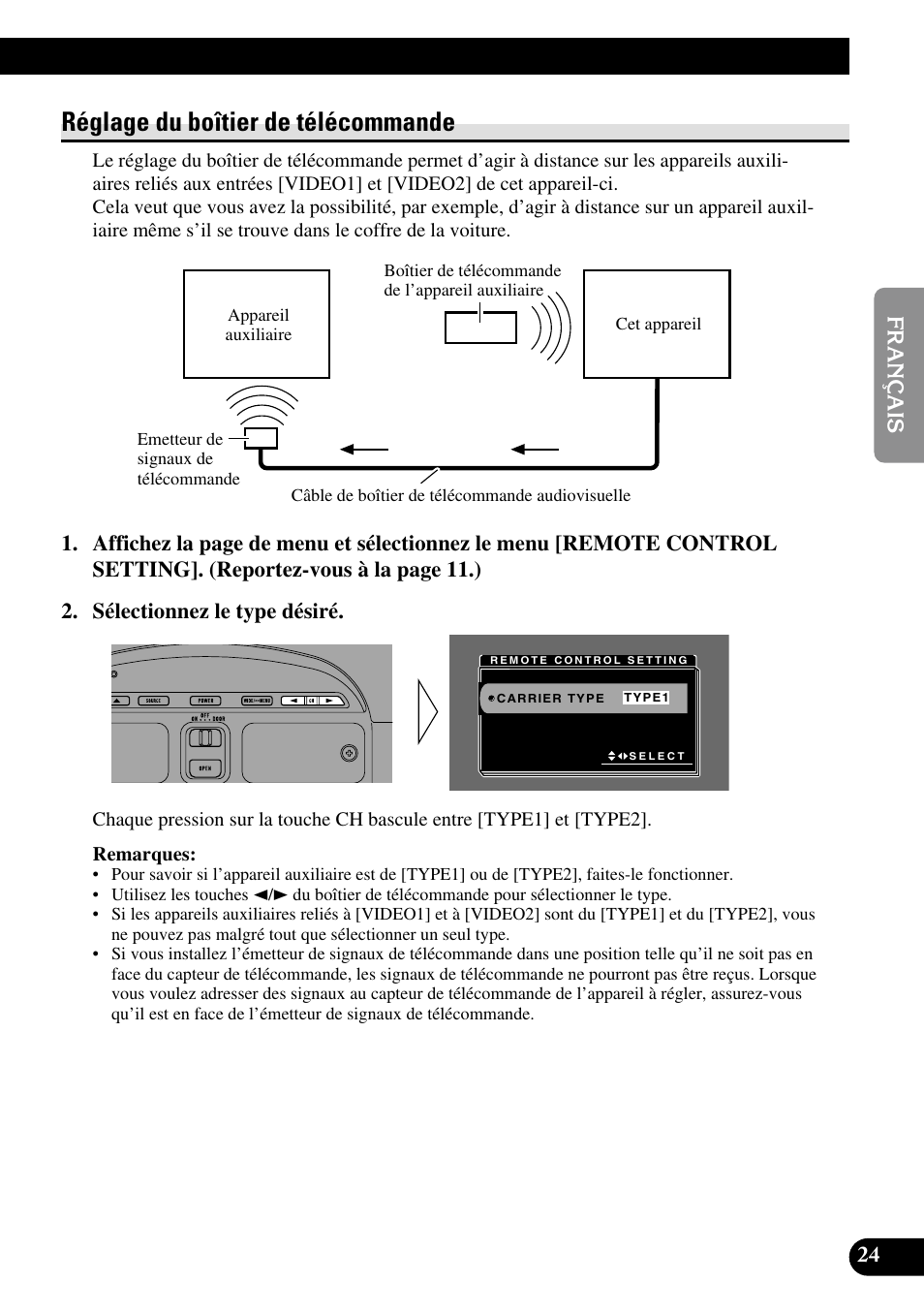Réglage du boîtier de télécommande | Pioneer AVR-W6100 User Manual | Page 61 / 112