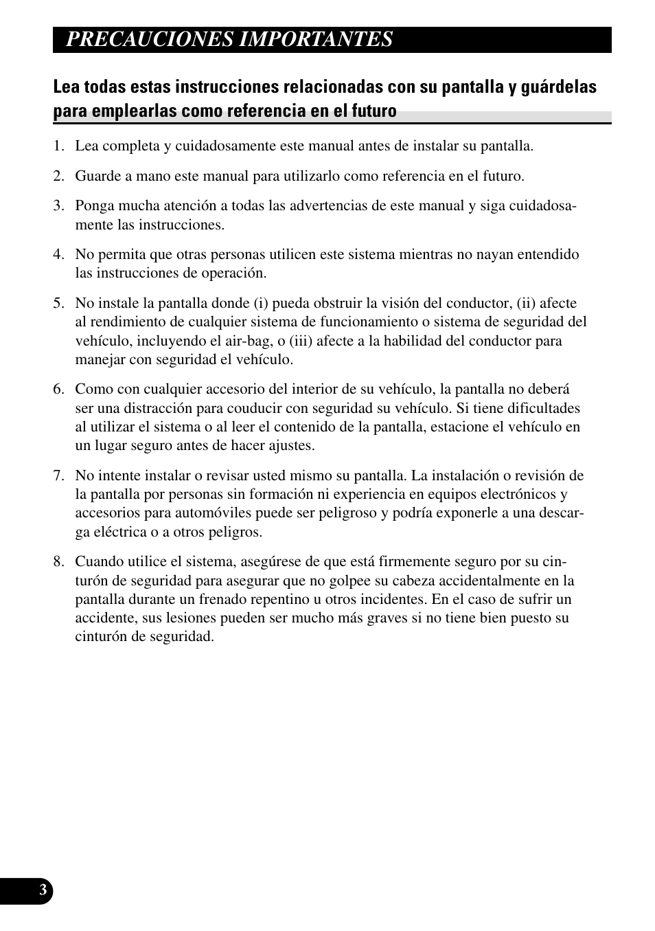 Precauciones importantes, Lea todas estas instrucciones relacionadas | Pioneer AVR-W6100 User Manual | Page 76 / 112