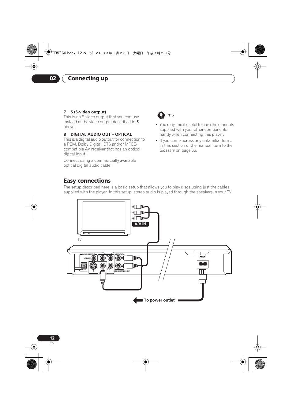Easy connections, Connecting up 02 | Pioneer DV-466-S User Manual | Page 12 / 72