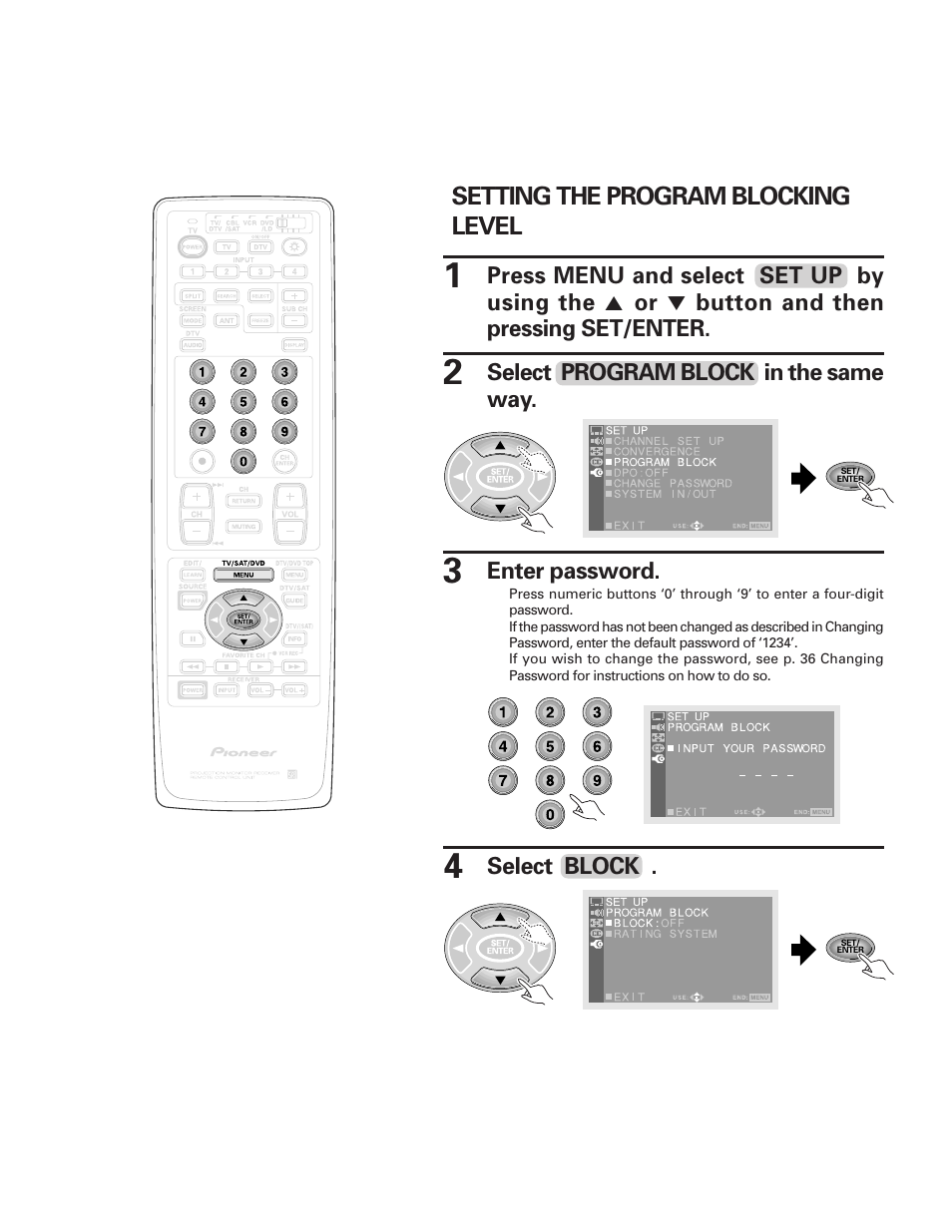 Setting the program blocking level | Pioneer PRO-610HD User Manual | Page 65 / 83