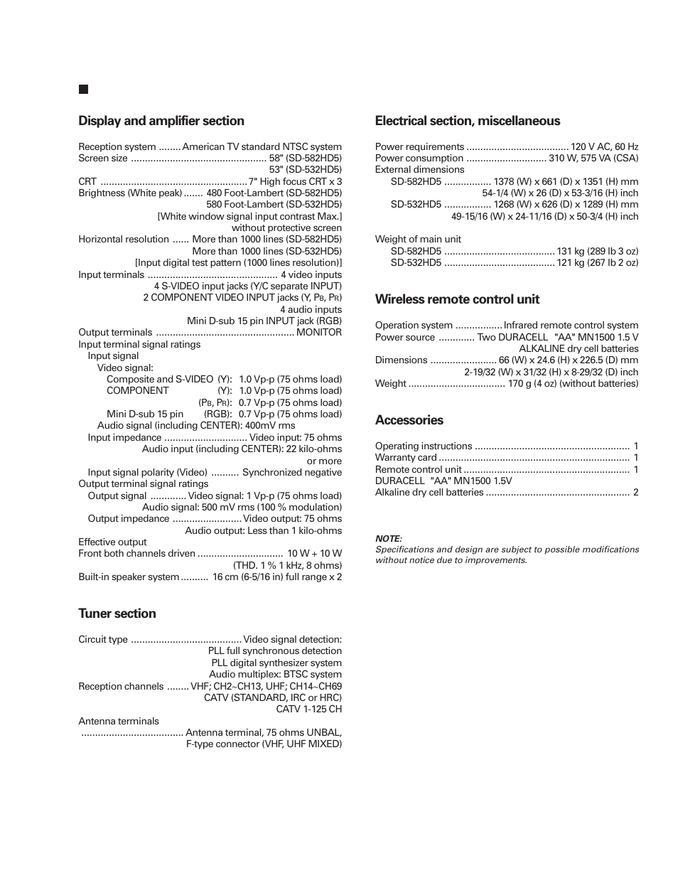 Wireless remote control unit, Accessories | Pioneer PRO-610HD User Manual | Page 83 / 83