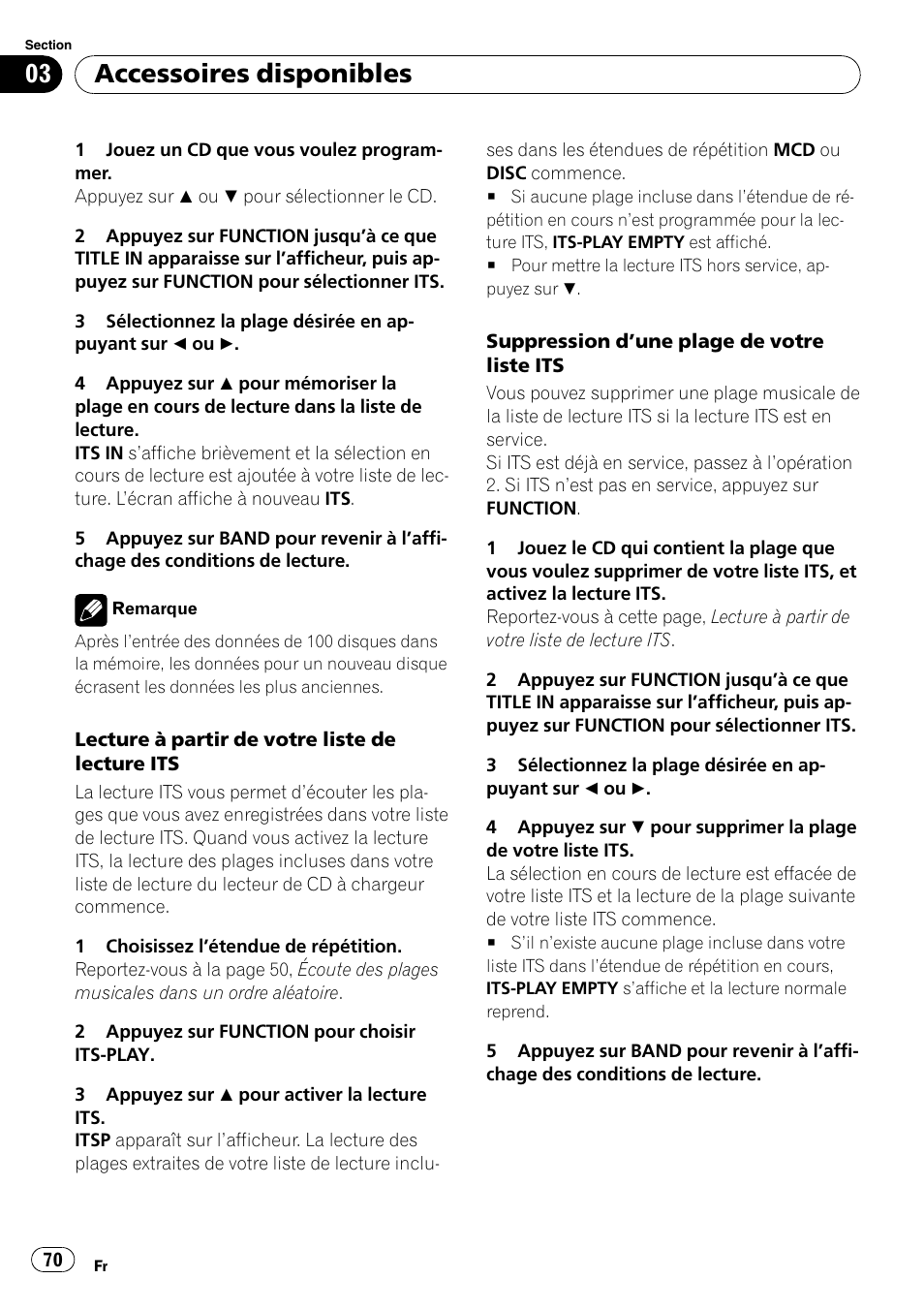 Accessoires disponibles | Pioneer SRC7127-B/N User Manual | Page 70 / 118