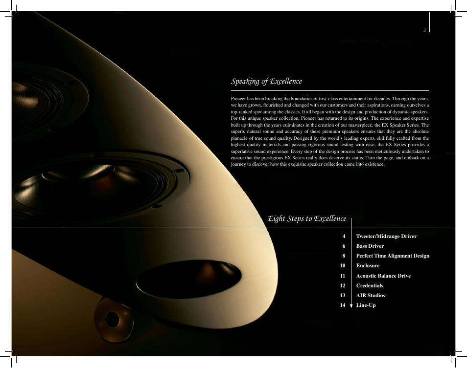 Speaking of excellence, Eight steps to excellence | Pioneer S-1EX User Manual | Page 3 / 16
