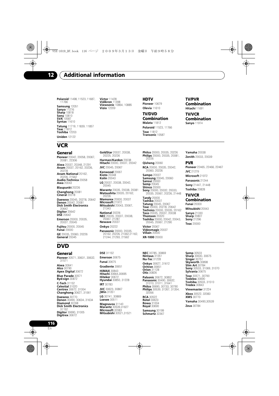 Additional information 12 | Pioneer VSX-919AH-S User Manual | Page 116 / 122
