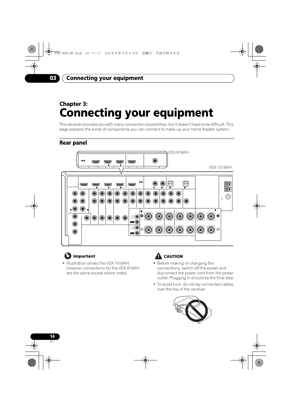 Connecting your equipment, Rear panel, Connecting your equipment 03 | Chapter 3 | Pioneer VSX-919AH-S User Manual | Page 14 / 122