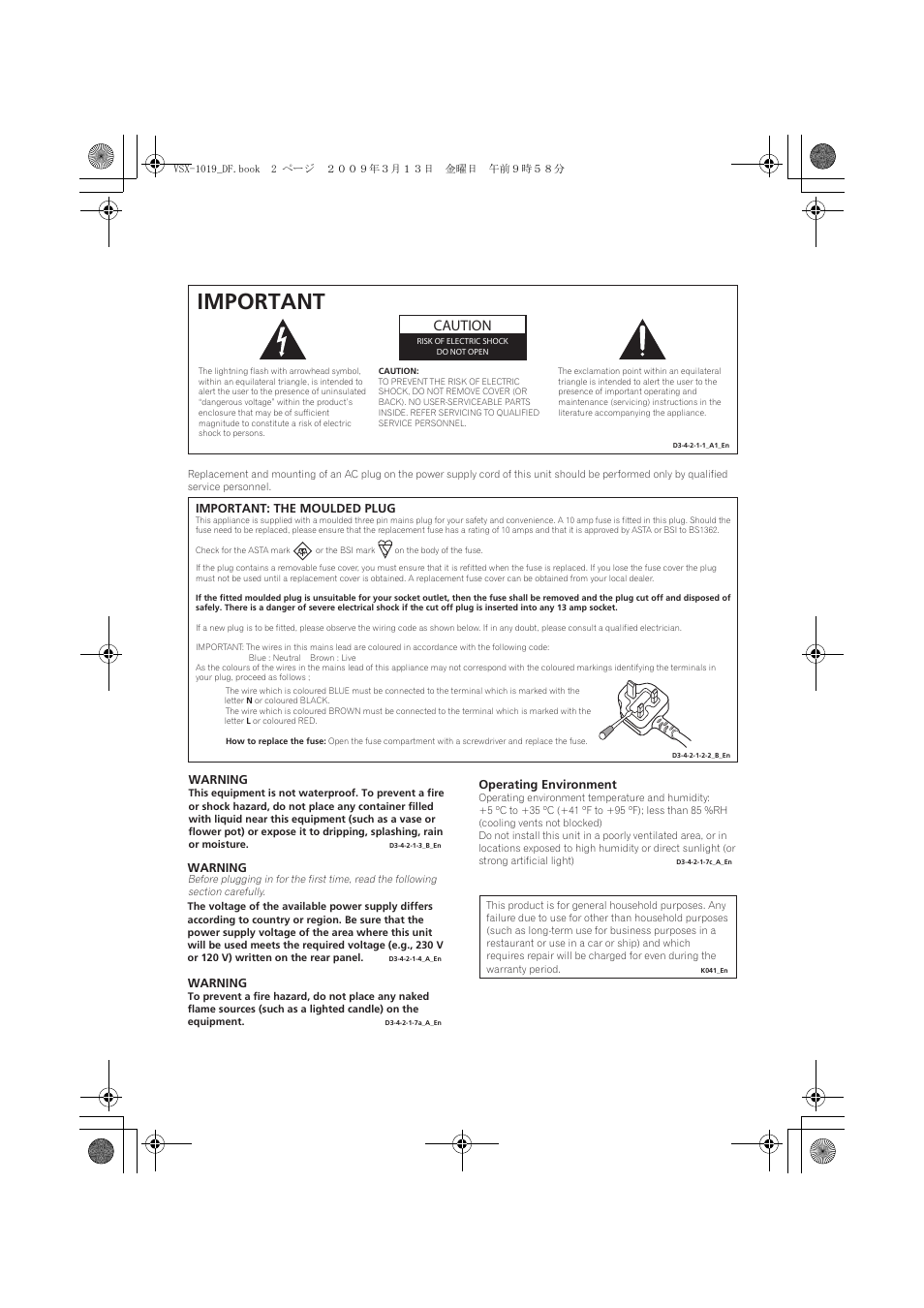 Important, Caution | Pioneer VSX-919AH-S User Manual | Page 2 / 122