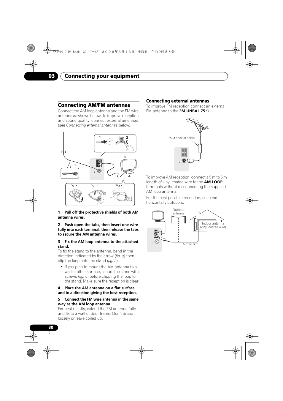 Connecting am/fm antennas, Connecting external antennas, Connecting your equipment 03 | Pioneer VSX-919AH-S User Manual | Page 30 / 122