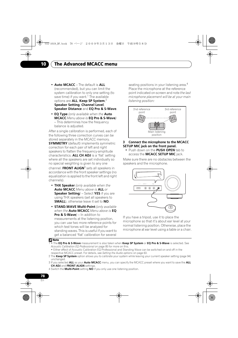 The advanced mcacc menu 10, The available options are all , keep sp system | Pioneer VSX-919AH-S User Manual | Page 78 / 122