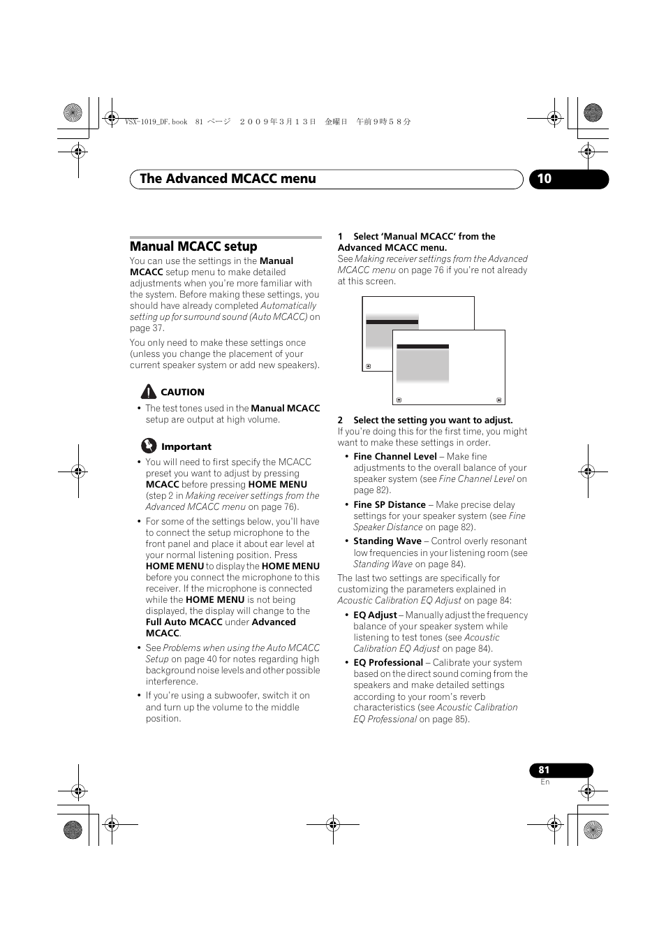 Manual mcacc setup, The advanced mcacc menu 10 | Pioneer VSX-919AH-S User Manual | Page 81 / 122
