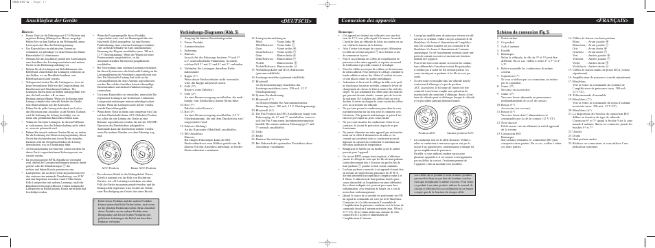 Anschließen der geräte, Deutsch, Français> connexion des appareils | Verbindungs-diagramm (abb. 5), Schéma de connexion (fig. 5) | Pioneer DEH-3700MP User Manual | Page 89 / 90