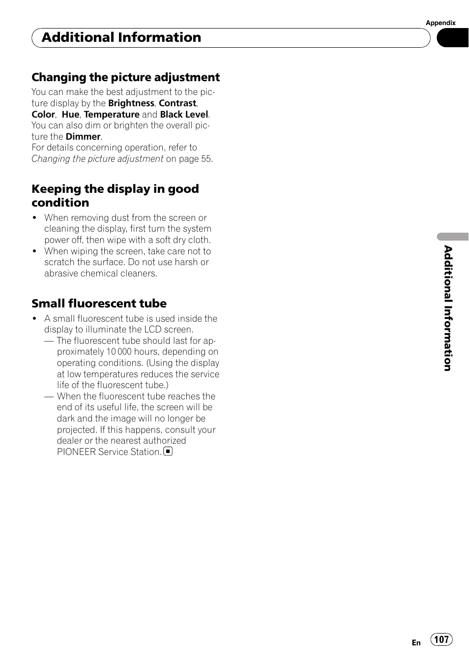 Additional information | Pioneer DVD AV RECEIVER AVH-P3100DVD User Manual | Page 107 / 117