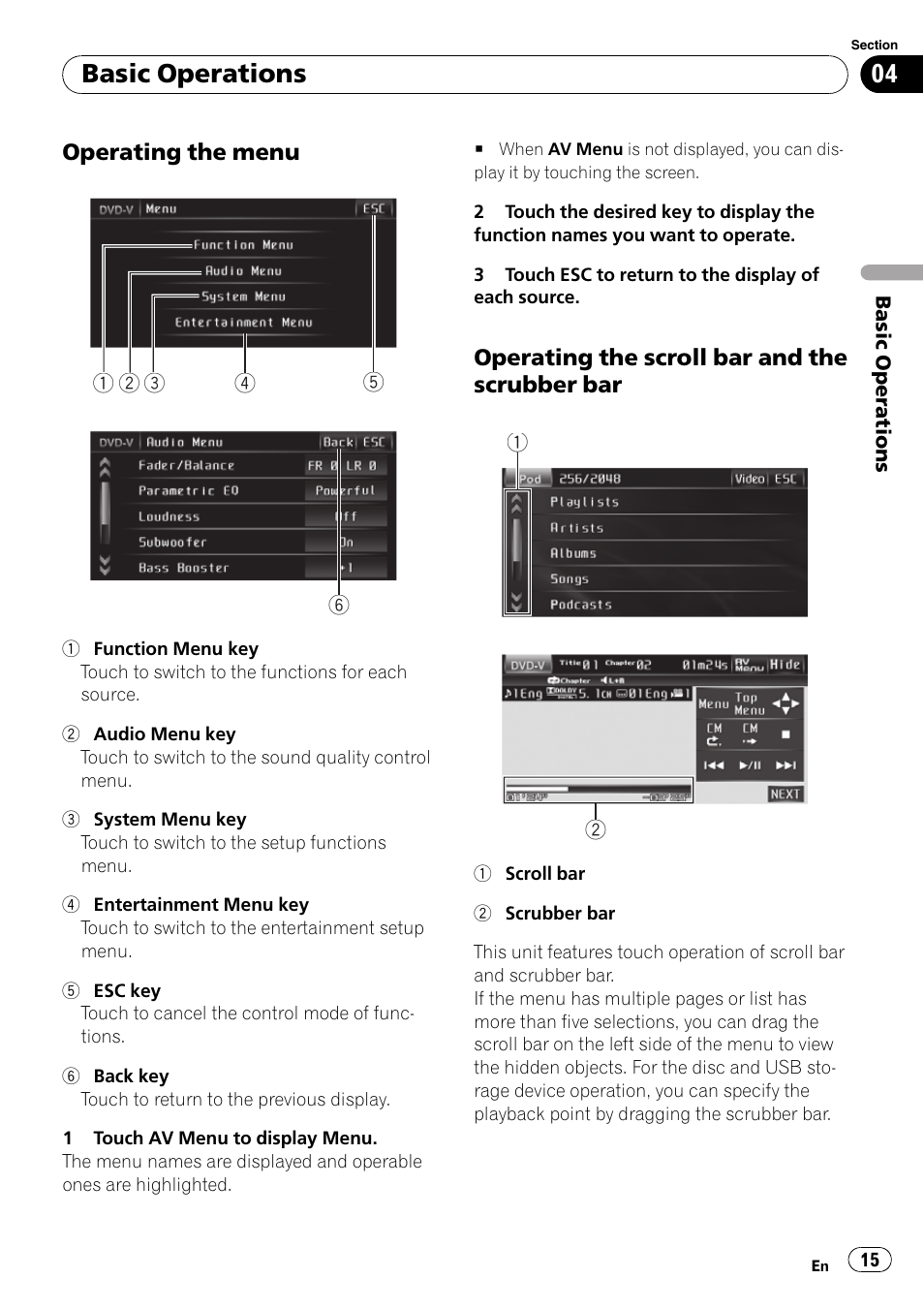 Basic operations | Pioneer DVD AV RECEIVER AVH-P3100DVD User Manual | Page 15 / 117