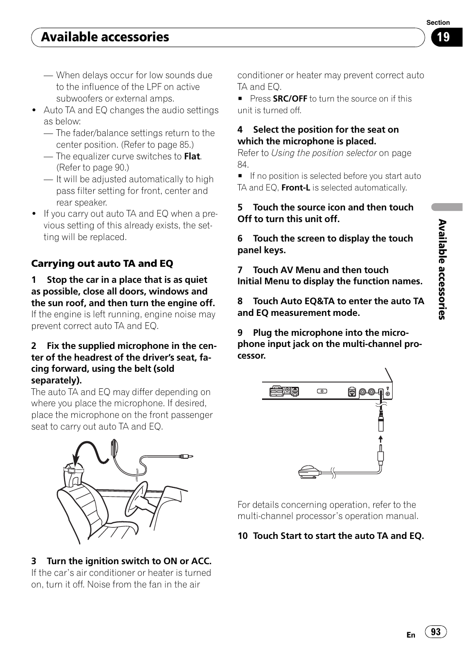 Available accessories | Pioneer DVD AV RECEIVER AVH-P3100DVD User Manual | Page 93 / 117