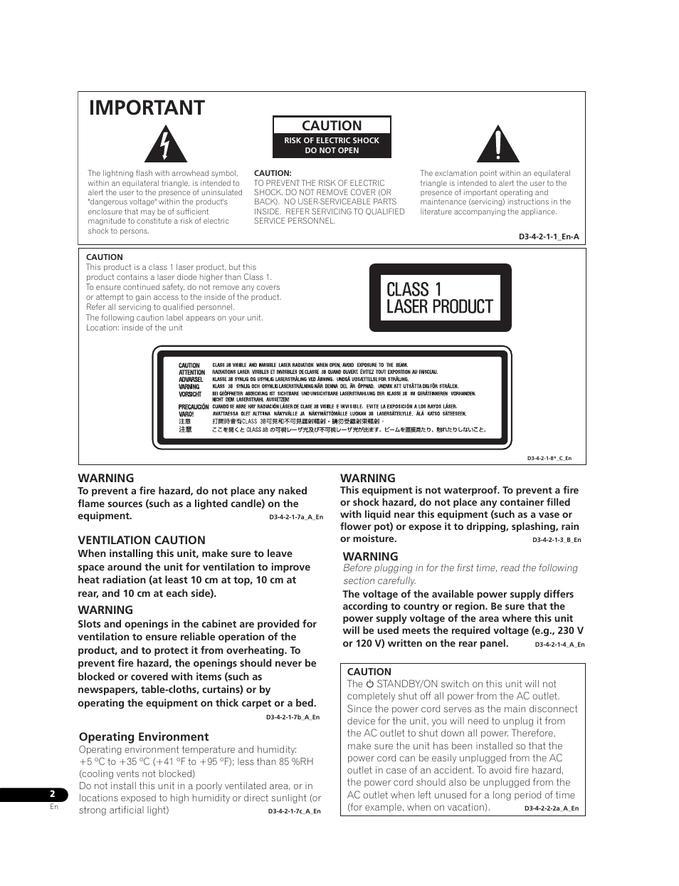 Important, Caution | Pioneer BONUSVIEW BDP-LX91 User Manual | Page 2 / 73