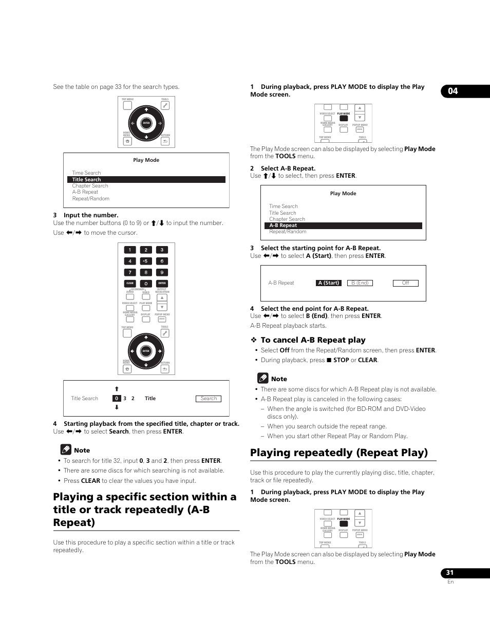 Playing repeatedly (repeat play) | Pioneer BONUSVIEW BDP-LX91 User Manual | Page 31 / 73