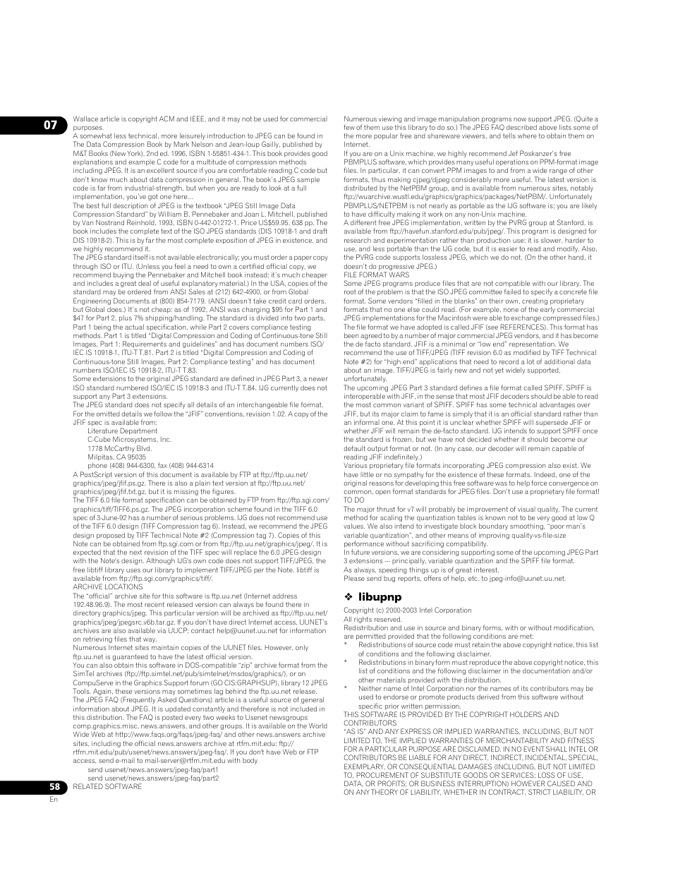 Libupnp | Pioneer BONUSVIEW BDP-LX91 User Manual | Page 58 / 73