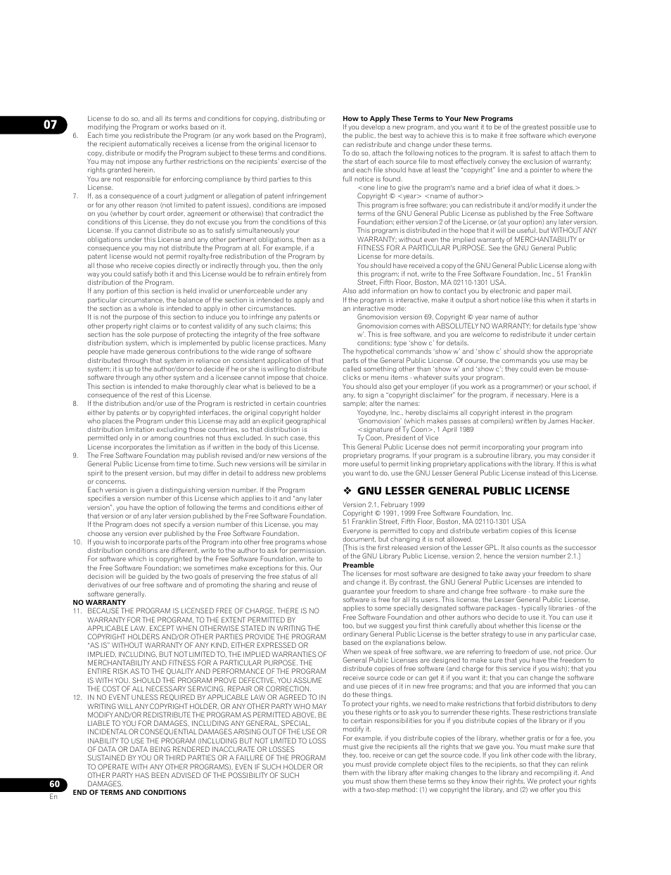 Gnu lesser general public license | Pioneer BONUSVIEW BDP-LX91 User Manual | Page 60 / 73