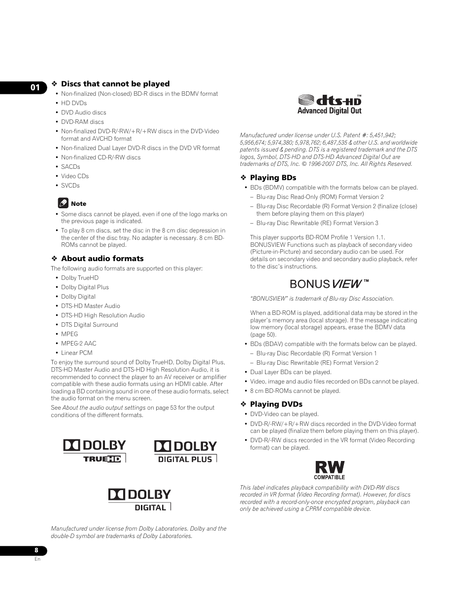 Pioneer BONUSVIEW BDP-LX91 User Manual | Page 8 / 73