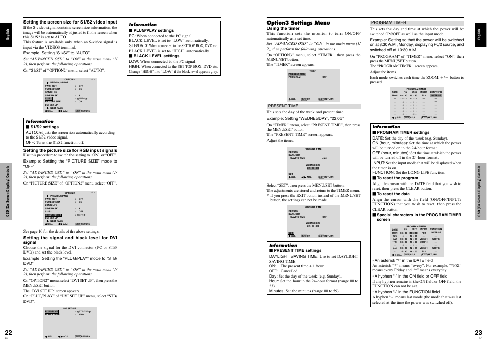 Option3 settings menu | Pioneer PDP-614MX User Manual | Page 16 / 21