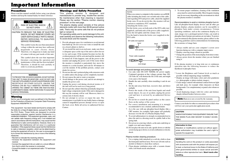 Important information | Pioneer PDP-614MX User Manual | Page 3 / 21