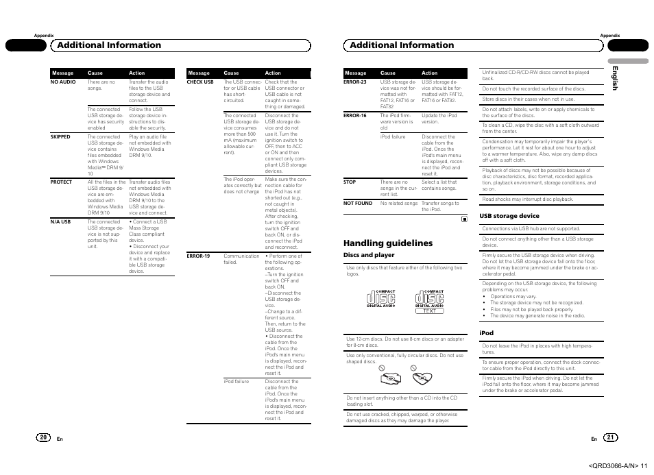 Additional information, Handling guidelines | Pioneer DEH-5300UB User Manual | Page 11 / 48
