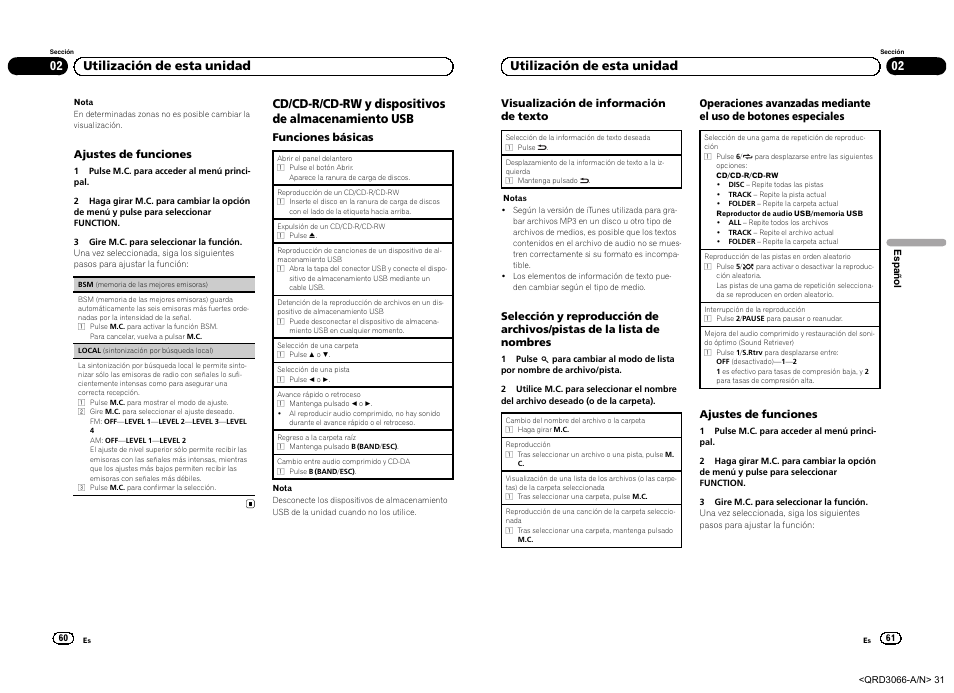 Cd/cd-r/cd-rw y dispositivos de almacenamiento usb, 02 utilización de esta unidad | Pioneer DEH-5300UB User Manual | Page 31 / 48
