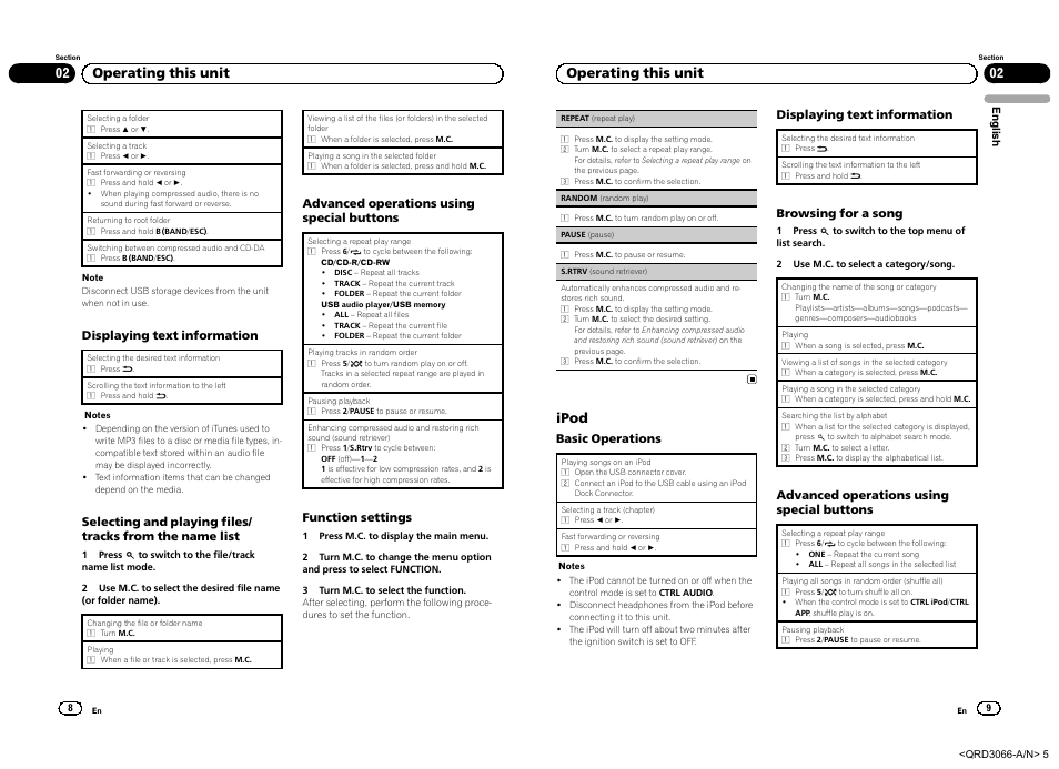 02 operating this unit, Ipod | Pioneer DEH-5300UB User Manual | Page 5 / 48