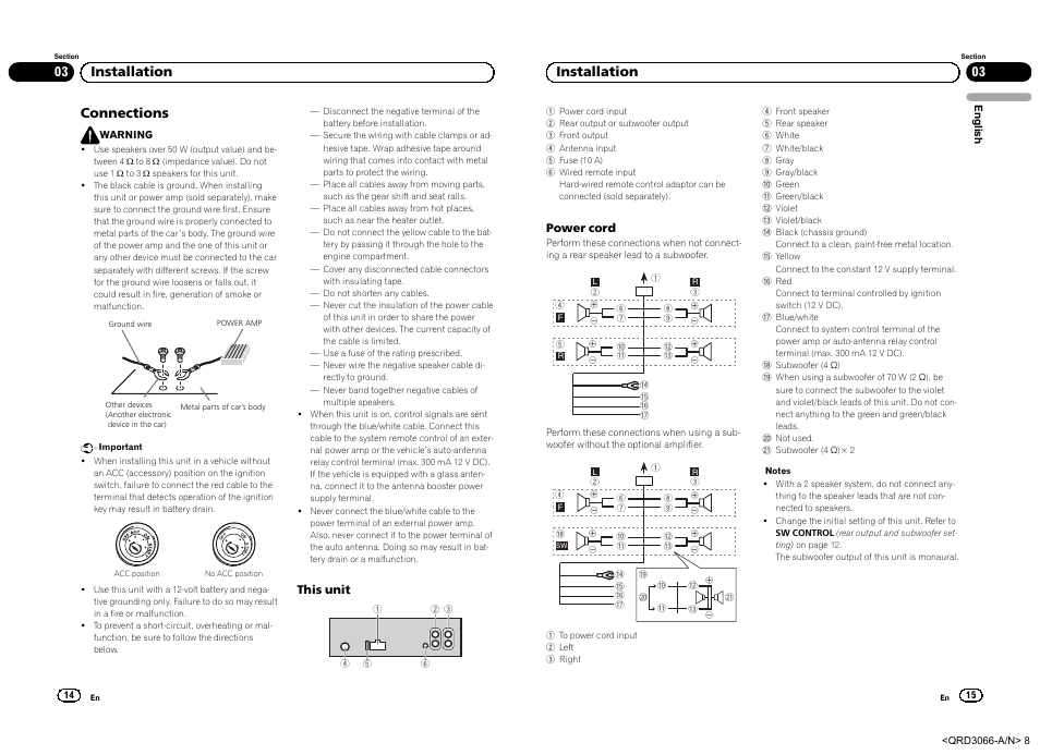 Connections, 03 installation | Pioneer DEH-5300UB User Manual | Page 8 / 48