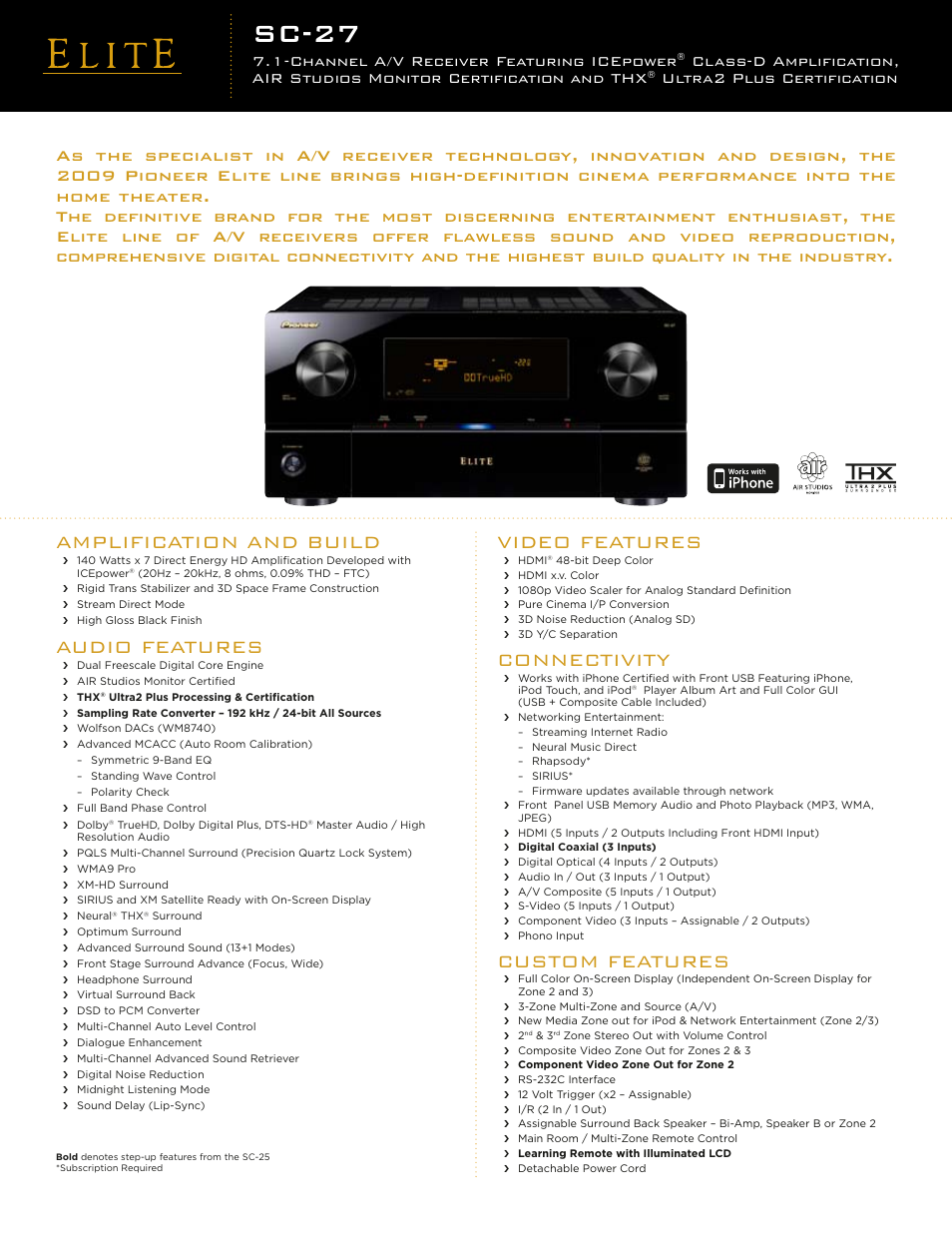 Pioneer Elite SC-27 User Manual | 2 pages