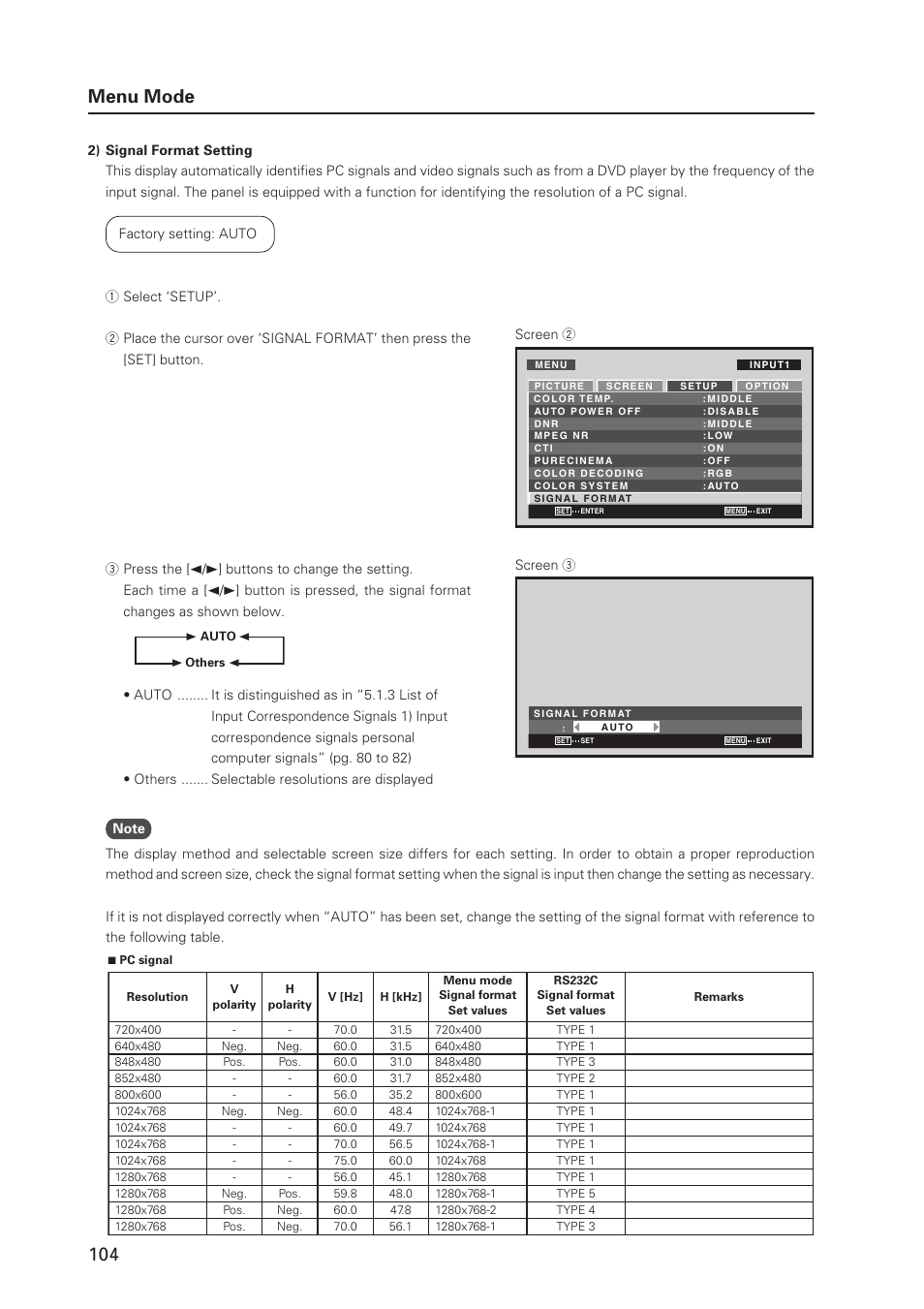 104 menu mode | Pioneer MILESTONE 12 User Manual | Page 104 / 215