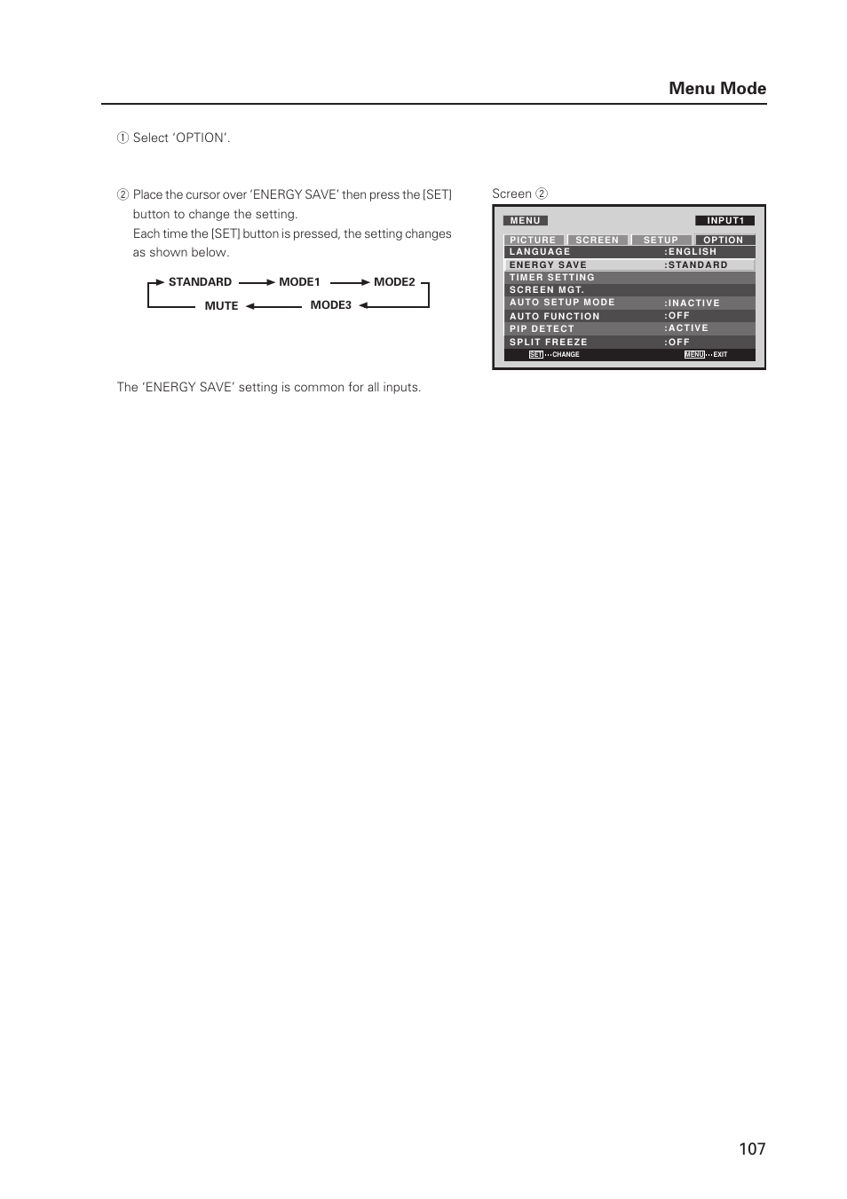 107 menu mode | Pioneer MILESTONE 12 User Manual | Page 107 / 215