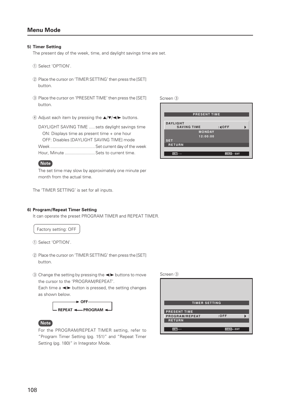 108 menu mode | Pioneer MILESTONE 12 User Manual | Page 108 / 215