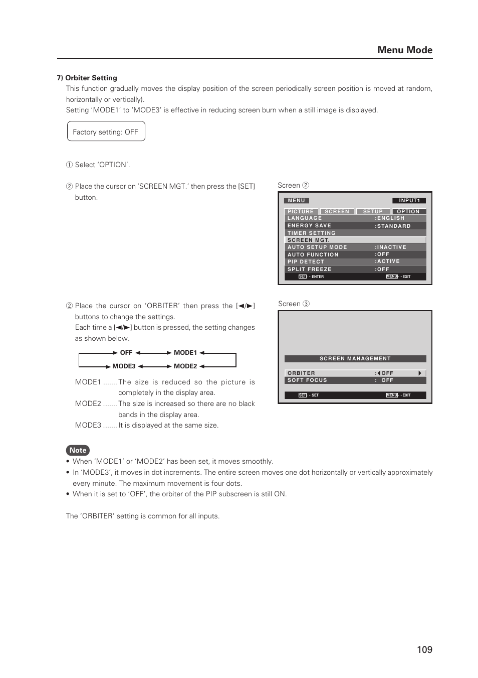 109 menu mode | Pioneer MILESTONE 12 User Manual | Page 109 / 215