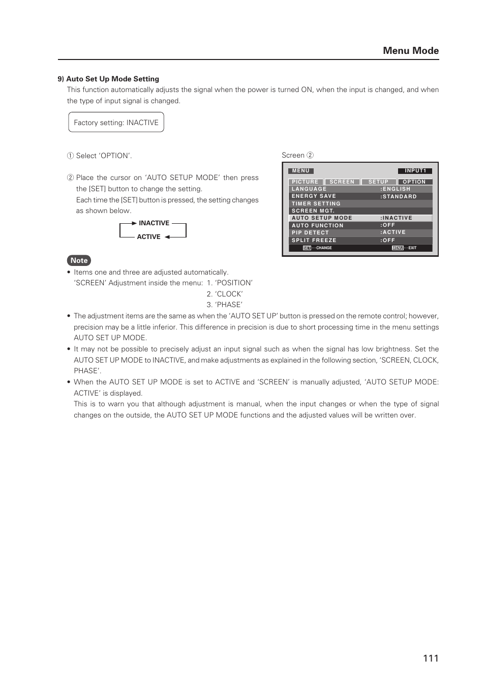 111 menu mode | Pioneer MILESTONE 12 User Manual | Page 111 / 215